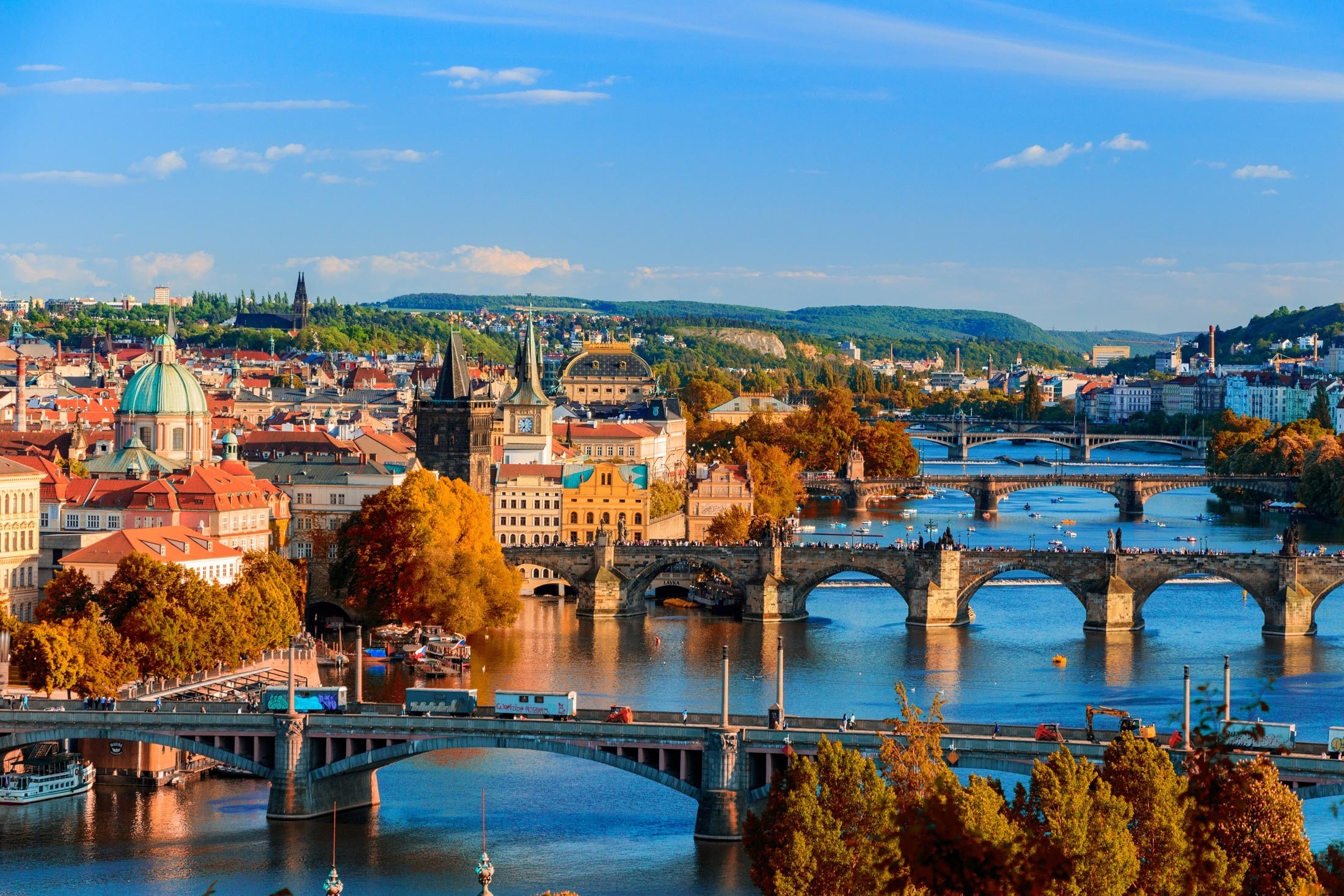 Prague skyline with Charles Bridge