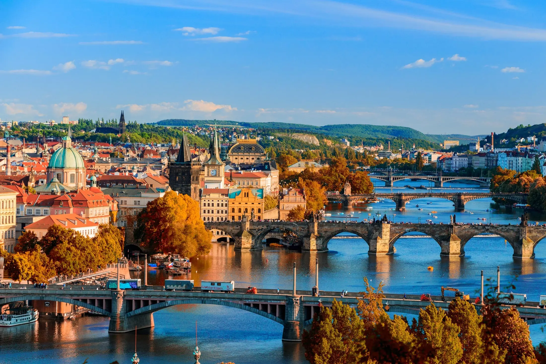 Prague skyline with Charles Bridge